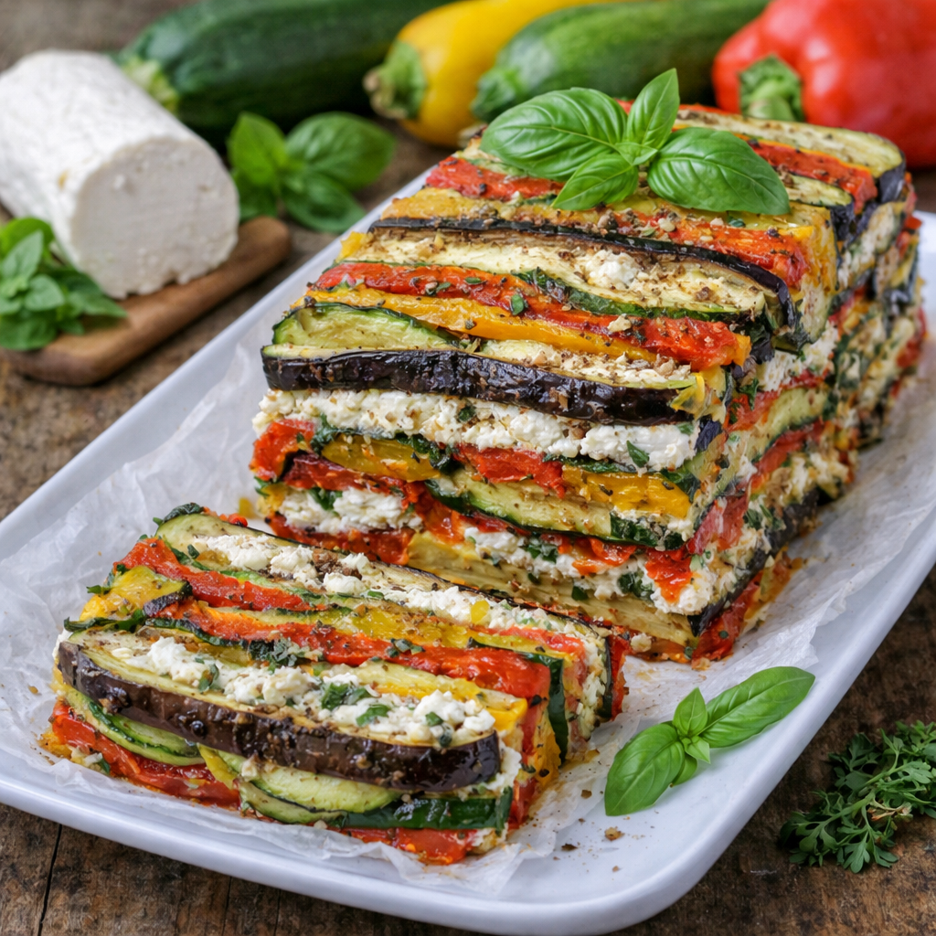 Terrine estivale de légumes grillés et chèvre